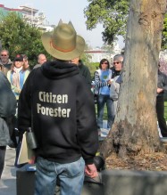 A man wearing a sweatshirt that says Citizen Forester